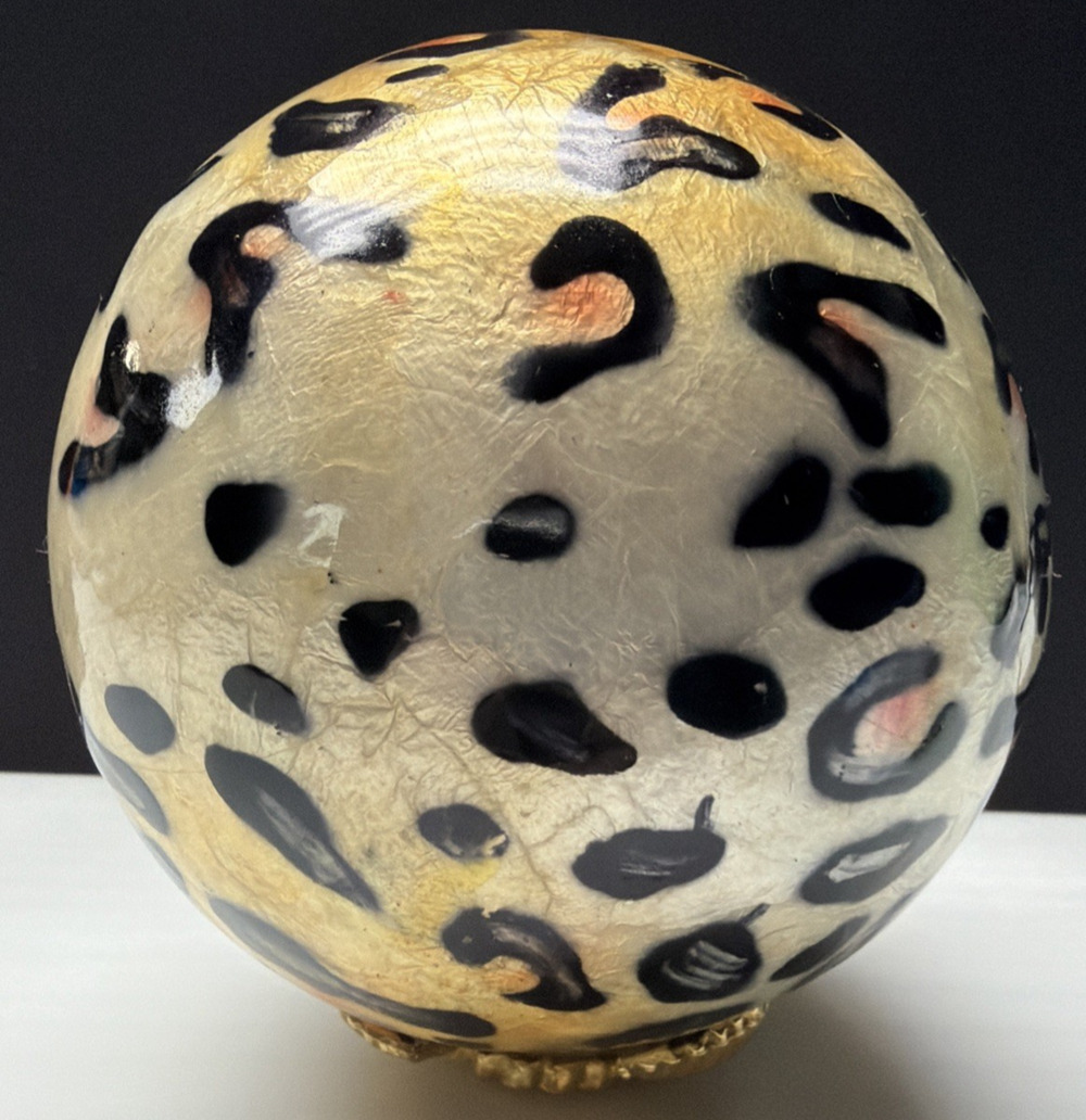 Vintage Leopard Print Capiz Shell Orbs Sphere Ball